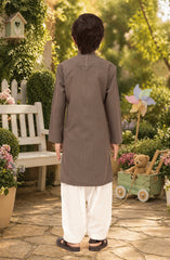 LIGHT-BROWN BLENDED EMBROIDERED KURTA