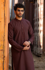 MAROON BLENDED EMBROIDERED KURTA