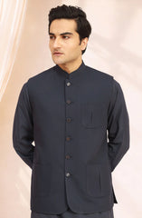 CHARCOAL BLENDED KAMEEZ SHALWAR WAISTCOAT