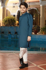BOYS EMBROIDERED KURTA NAVY BLUE