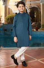BOYS EMBROIDERED KURTA NAVY BLUE