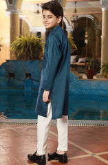 BOYS EMBROIDERED KURTA NAVY BLUE