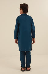 SUMMER'25 BOYS CASUAL KURTA PAJAMA TEAL BLUE