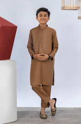 PRE WINTER'23 BOYS CASUAL KURTA PAJAMA WOOD BROWN