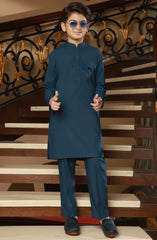 BOYS CASUAL KURTA PAJAMA TEAL BLUE