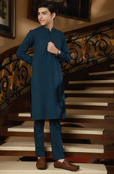 TEENS KURTA PAJAMA TEAL BLUE