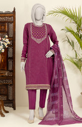 EMBROIDERED DENIER SLUBY STITCHED 3 PIECE