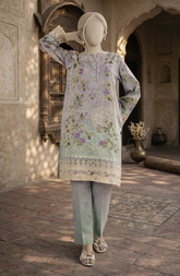 EMBROIDERED PRINTED CAMBRIC STITCHED 2 PIECE