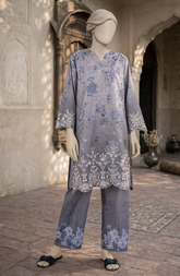 EMBROIDERED PRINTED CAMBRIC STITCHED 2 PIECE