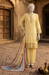 EMBROIDERED CAMBRIC STITCHED 3 PIECE