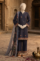 EMBROIDERED CAMBRIC STITCHED 3 PIECE