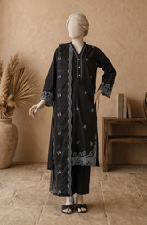 EMBROIDERED CAMBRIC STITCHED 3 PIECE
