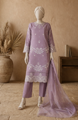EMBROIDERED CAMBRIC STITCHED 3 PIECE