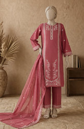 EMBROIDERED CAMBRIC STITCHED 3 PIECE