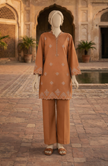 EMBROIDERED CAMBRIC STITCHED 2 PIECE