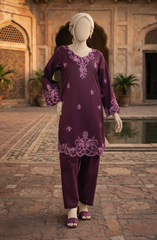 EMBROIDERED CAMBRIC STITCHED 2 PIECE