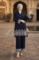 EMBROIDERED CAMBRIC STITCHED 2 PIECE