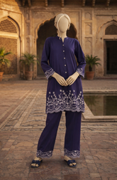 EMBROIDERED CAMBRIC STITCHED 2 PIECE