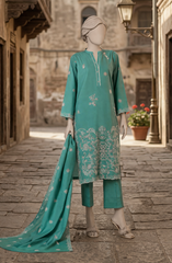 EMBROIDERED CAMBRIC STITCHED 3 PIECE