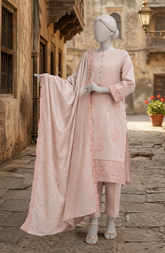 EMBROIDERED CAMBRIC STITCHED 3 PIECE