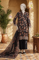 EMBROIDERED PRINTED LAWN STITCHED 3 PIECE