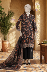 EMBROIDERED PRINTED LAWN STITCHED 3 PIECE