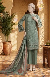 EMBROIDERED PRINTED LAWN STITCHED 3 PIECE