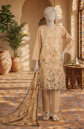 EMBROIDERED PRINTED LAWN STITCHED 3 PIECE