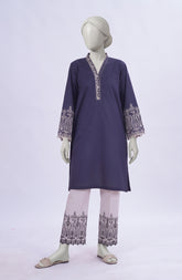 2 PIECE - EMBROIDERED CAMBRIC STITCHED