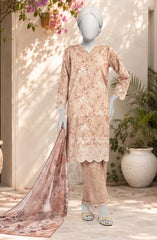 EMBROIDERED PRINTED CAMBRIC STITCHED 3 PIECE