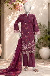EMBROIDERED PRINTED CAMBRIC STITCHED 3 PIECE
