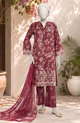 EMBROIDERED PRINTED CAMBRIC STITCHED 3 PIECE