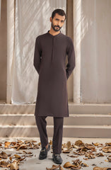 DARK BROWN BLENDED KURTA PAJAMA