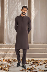 DARK BROWN BLENDED KURTA PAJAMA