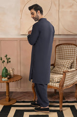 NAVY BLENDED EMBROIDERED KAMEEZ SHALWAR