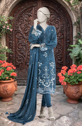 EMBROIDERED TWILL VISCOSE 3 PCS UNSTITCHED