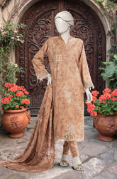 EMBROIDERED TWILL VISCOSE 3 PCS UNSTITCHED