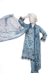 EMBROIDERED PRINTED CAMBRIC STITCHED 3 PIECE