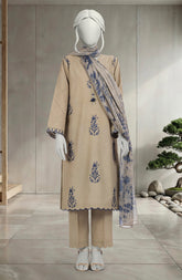 EMBROIDERED CAMBRIC 3PCS UNSTITCHED