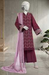 EMBROIDERED CAMBRIC 3PCS UNSTITCHED