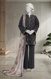 EMBROIDERED CAMBRIC 3PCS UNSTITCHED