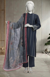 EMBROIDERED CAMBRIC 3PCS UNSTITCHED