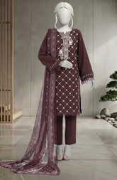 EMBROIDERED CAMBRIC 3PCS UNSTITCHED