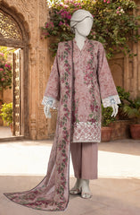 EMBROIDERED PRINTED LAWN 3PCS UNSTITCHED