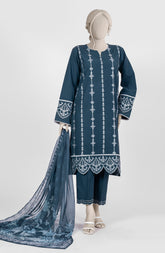 EMBROIDERED CAMBRIC 3PCS UNSTITCHED
