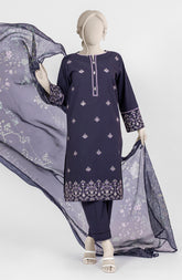 EMBROIDERED PRINTED LAWN 3PCS UNSTITCHED