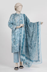 EMBROIDERED PRINTED LAWN STITCHED 3 PIECE