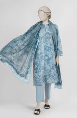 EMBROIDERED PRINTED LAWN STITCHED 3 PIECE