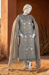 EMBROIDERED CAMBRIC 3PCS UNSTITCHED