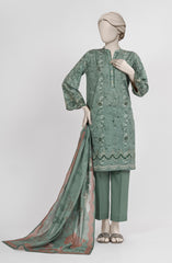 EMBROIDERED PRINTED LAWN STITCHED 3 PIECE